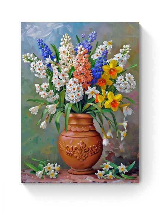 Алмазная мозаика на подрамнике «Букет с мускари» 50x40 см