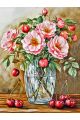 Алмазная мозаика без подрамника «Цветы шиповника» 50x40 см