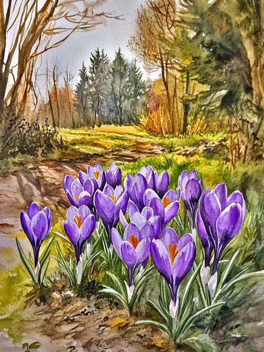 Алмазная мозаика без подрамника «Весенние цветы» 50x40 см, 50 цветов