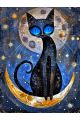 Алмазная мозаика без подрамника «Лунный кот» 35x25 см