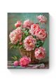 Алмазная мозаика на подрамнике «Корзина пионов» 50x40 см