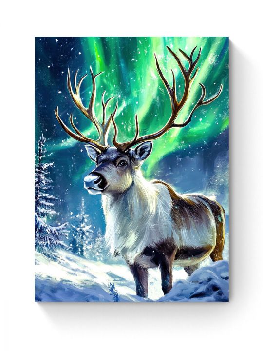 Алмазная мозаика на подрамнике «Северный олень» 40x30 см, 50 цветов