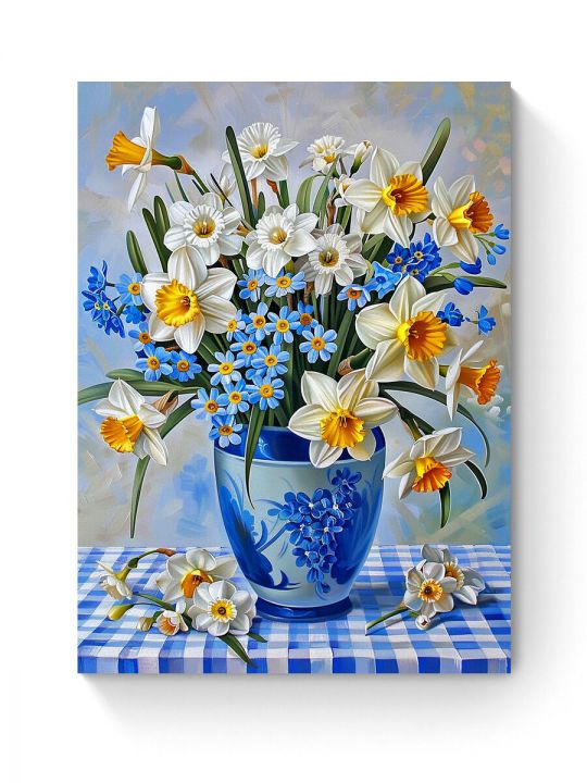 Алмазная мозаика на подрамнике «Букет нарциссов» 50x40 см