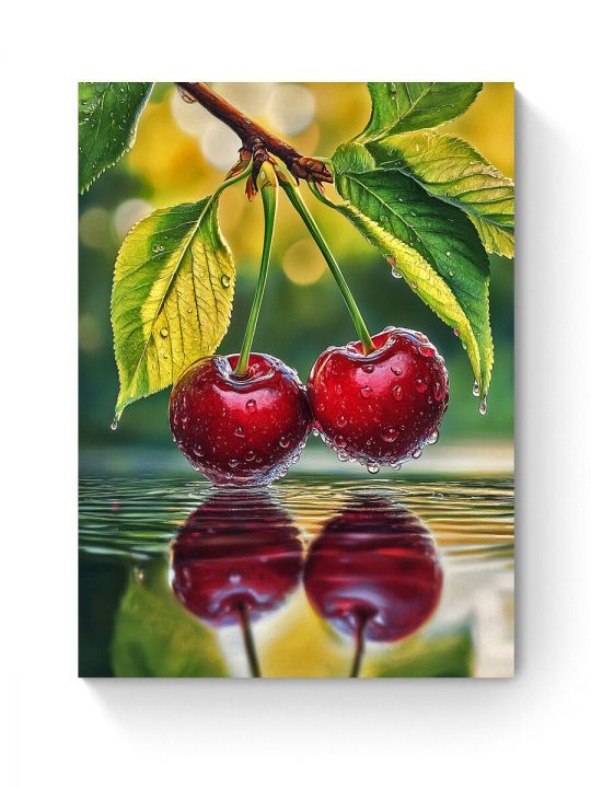 Алмазная мозаика на подрамнике «Спелая вишня» 50x40 см