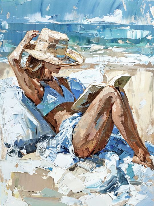 Алмазная мозаика без подрамника «Девушка у моря» 50x40 см
