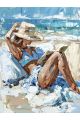 Алмазная мозаика без подрамника «Девушка у моря» 50x40 см