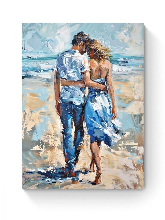 Алмазная мозаика на подрамнике «Прогулка у моря» 50x40 см