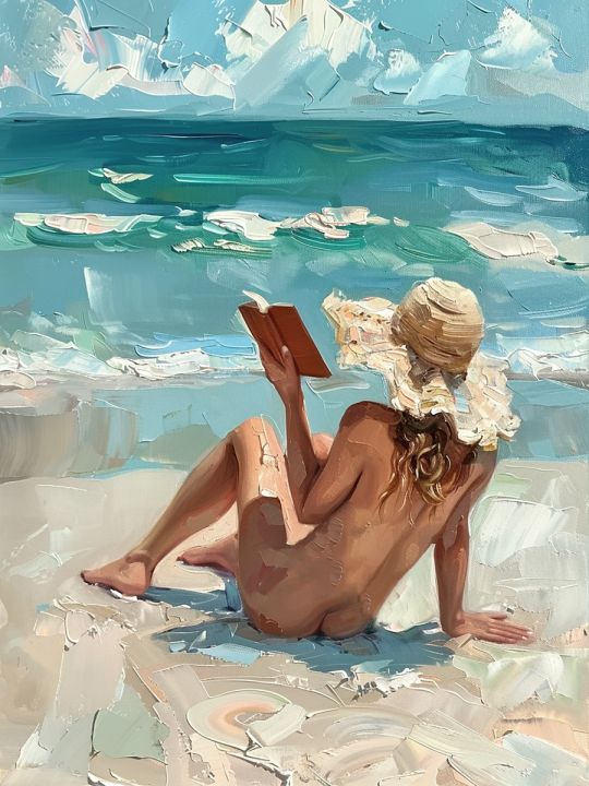 Алмазная мозаика без подрамника «Девушка у моря» 50x40 см