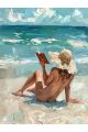 Алмазная мозаика без подрамника «Девушка у моря» 50x40 см