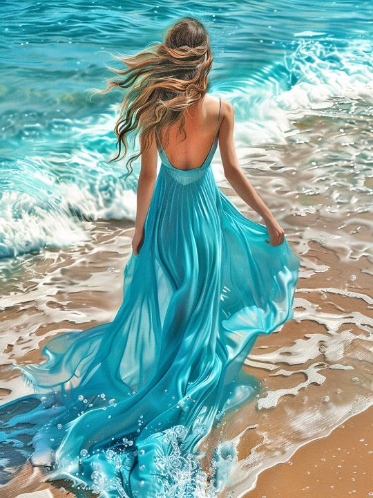 Алмазная мозаика без подрамника «Морской шлейф» 25x20 см