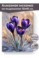 Алмазная мозаика на подрамнике «Первоцветы» 50x40 см, 50 цветов