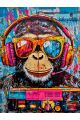 Алмазная мозаика без подрамника «Обезьяна диско» 25x20 см, 40 цветов
