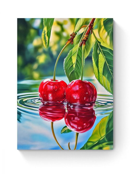 Алмазная мозаика на подрамнике «Спелая вишня» 50x40 см