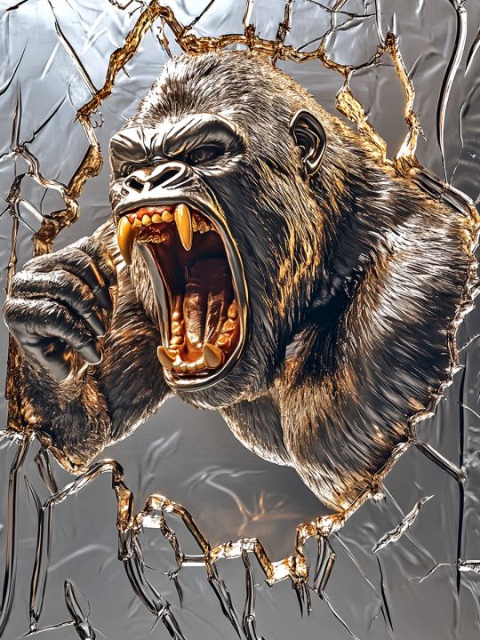 Алмазная мозаика без подрамника «Горилла Кинг» 25x20 см