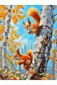 Алмазная мозаика без подрамника «Белки на дереве» 50x40 см