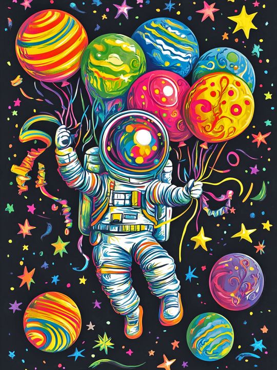 Алмазная мозаика без подрамника «Космо праздник» 50x40 см