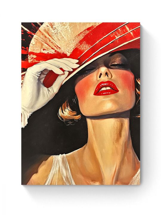 Алмазная мозаика на подрамнике «Женщина в шляпе» 50x40 см
