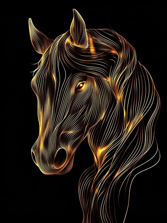 Алмазная мозаика без подрамника «Огненный конь» 50x40 см