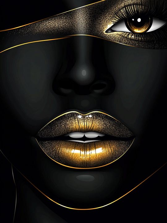 Алмазная мозаика без подрамника «Золотой макияж» 25x20 см