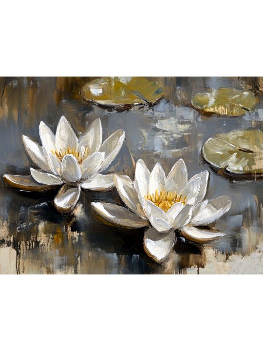 Алмазная мозаика без подрамника «Белые лилии» 50x40 см