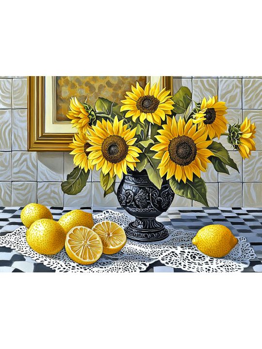 Алмазная мозаика без подрамника «Подсолнухи» 130x100 см