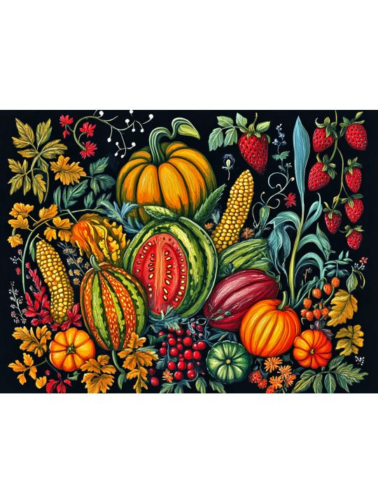 Алмазная мозаика без подрамника «Богатый урожай» 40x30 см