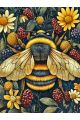 Алмазная мозаика без подрамника «Шмель на цветке» 25x20 см