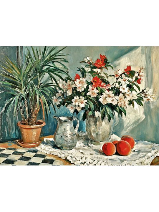 Алмазная мозаика без подрамника «Цветы на столе» 50x40 см
