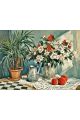 Алмазная мозаика без подрамника «Цветы на столе» 50x40 см