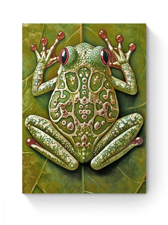 Алмазная мозаика на подрамнике «Лягушка квакша» 50x40 см