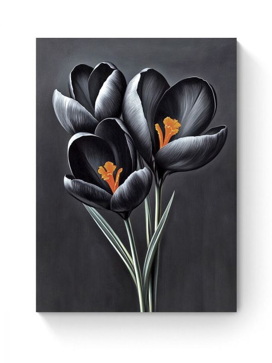 Алмазная мозаика на подрамнике «Черные цветы» 50x40 см