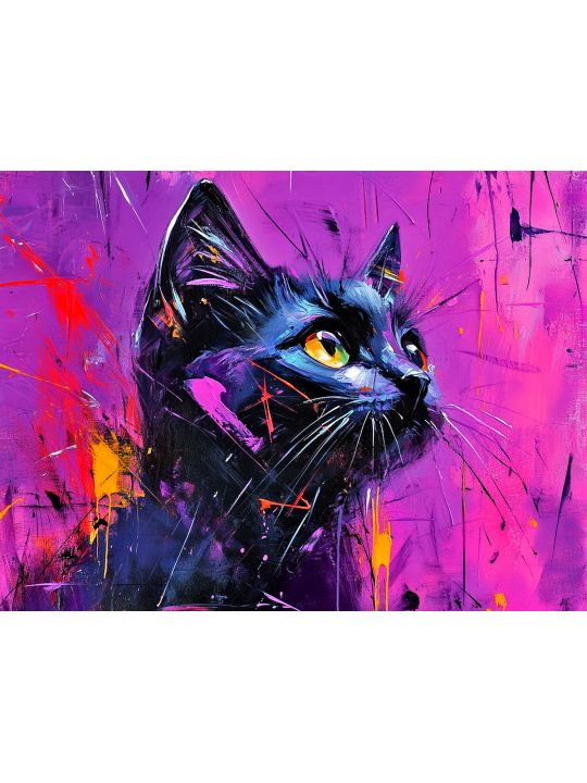 Алмазная мозаика без подрамника «Черная кошка» 130x100 см