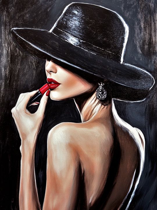 Алмазная мозаика без подрамника «Девушка в шляпе» 25x20 см