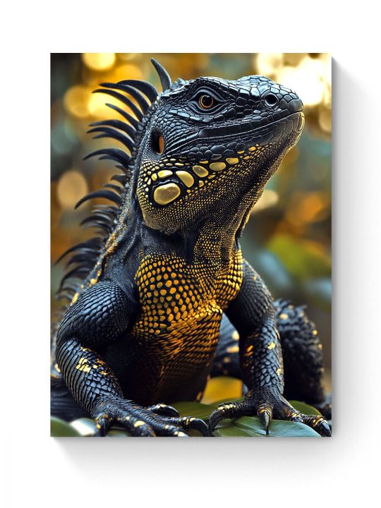 Алмазная мозаика на подрамнике «Золотая игуана» 50x40 см