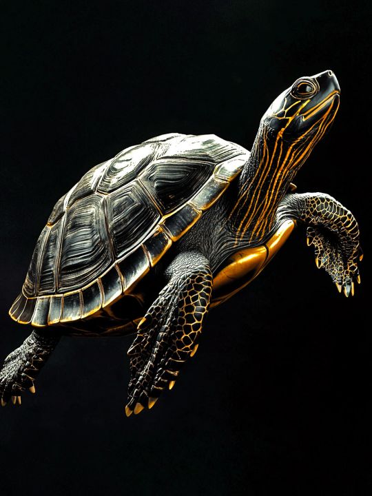 Алмазная мозаика без подрамника «Черная черепаха» 25x20 см