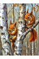 Алмазная мозаика без подрамника «Две белочки» 40x30 см