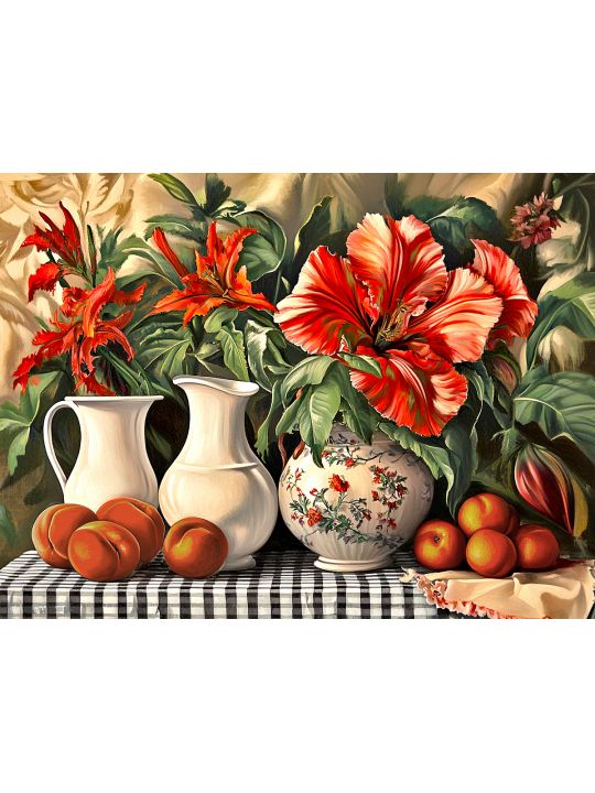 Алмазная мозаика без подрамника «Лилии натюрморт» 50x40 см