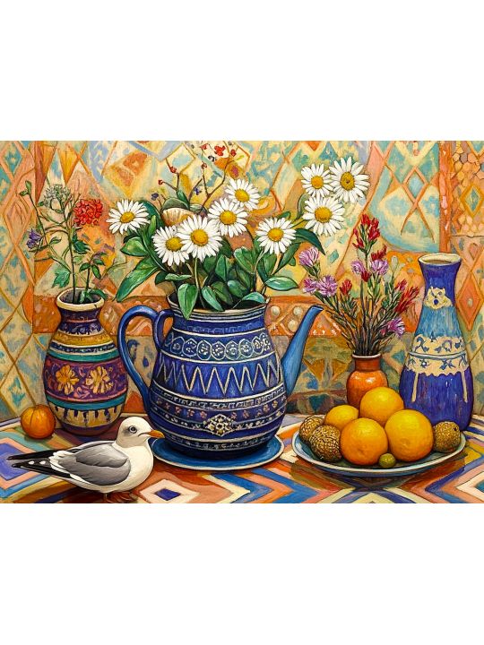 Алмазная мозаика без подрамника «Натюрморт» 50x40 см, 50 цветов