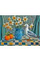 Алмазная мозаика без подрамника «Чайка на столе» 50x40 см
