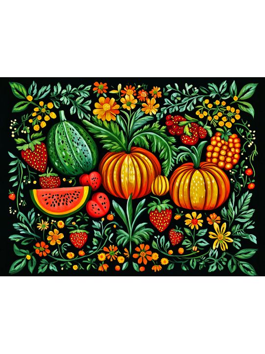 Алмазная мозаика без подрамника «Богатый урожай» 50x40 см