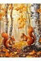 Алмазная мозаика без подрамника «Белки и осень» 130x100 см