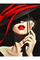 Алмазная мозаика без подрамника «Леди в красном» 50x40 см