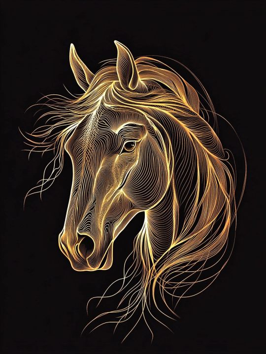 Алмазная мозаика без подрамника «Золотая лошадь» 35x25 см