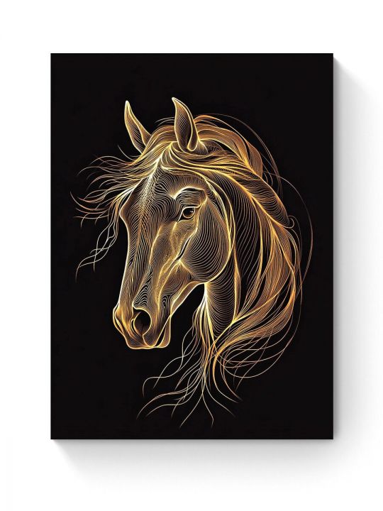 Алмазная мозаика на подрамнике «Золотая лошадь» 40x30 см, 50 цветов