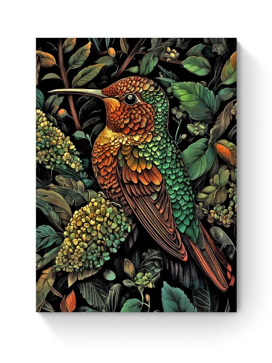 Алмазная мозаика на подрамнике «Птица колибри» 50x40 см