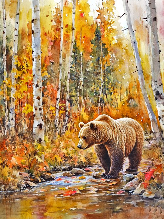 Алмазная мозаика без подрамника «Медведь в лесу» 50x40 см