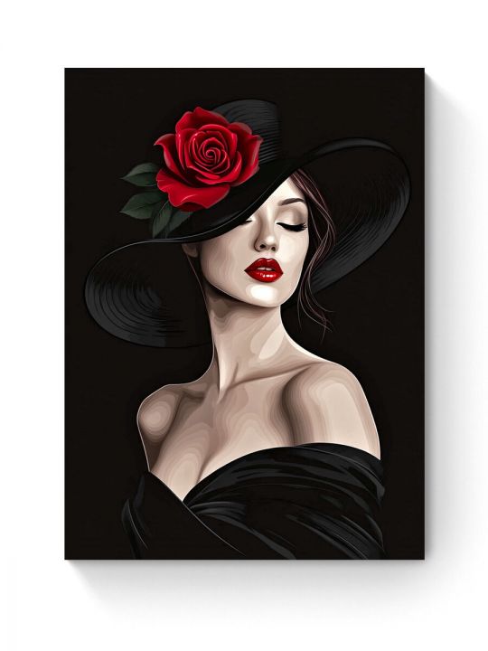 Алмазная мозаика на подрамнике «Девушка с розой» 50x40 см
