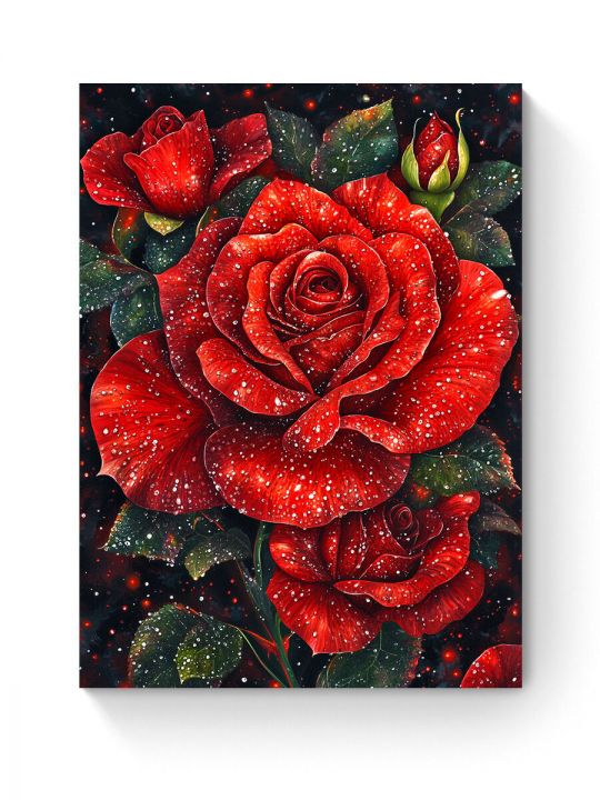 Алмазная мозаика на подрамнике «Красная роза» 50x40 см