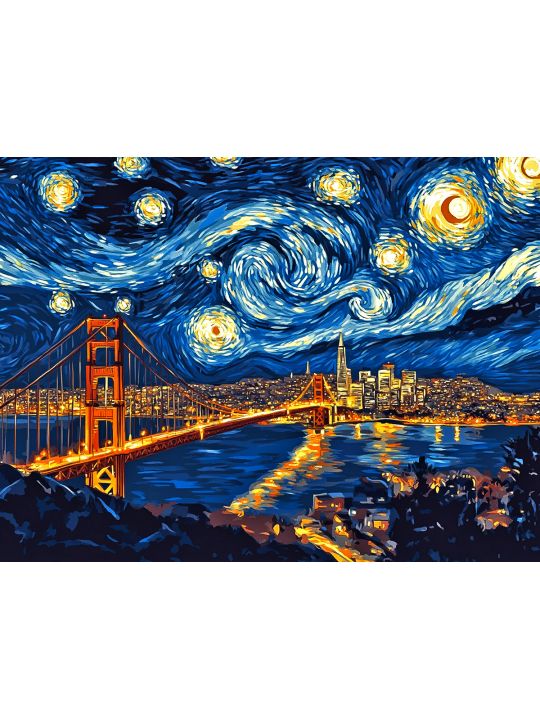 Алмазная мозаика без подрамника «Звездный мост» 50x40 см