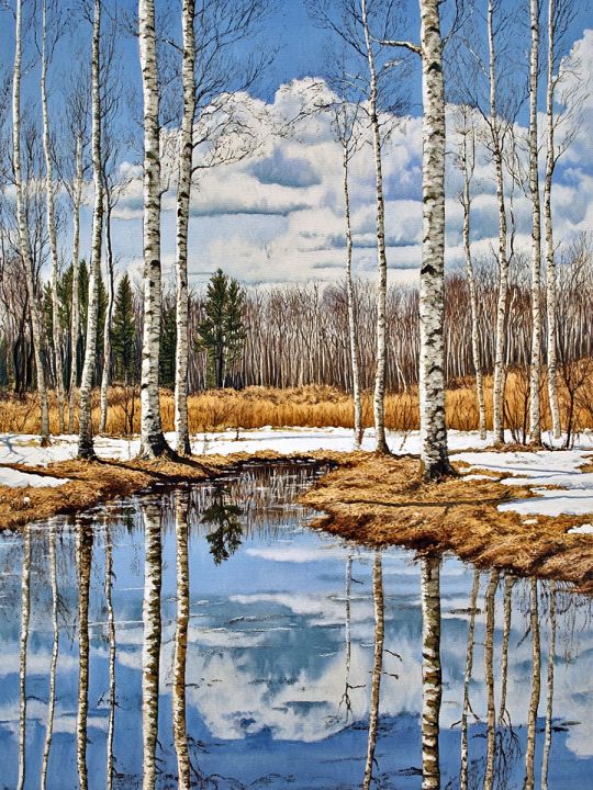 Алмазная мозаика без подрамника «Дыхание весны» 40x30 см, 50 цветов